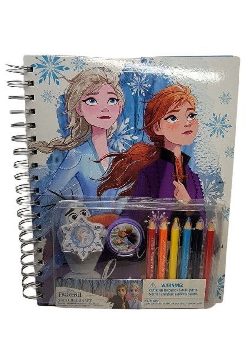 Frozen 2 Sketchbook Set. 100 Sheets -6 Colored Pencils- 20 Sheet Sticky Notepad