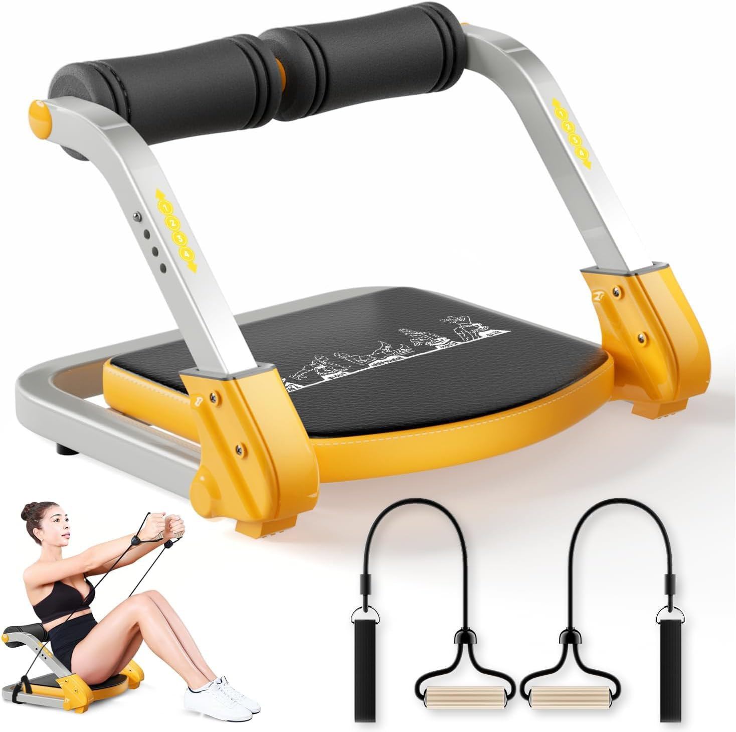 Ab Trainer/Crunch Machine, Ab Workout Equipment, 4 Adjustable Resistance, Ab Mac