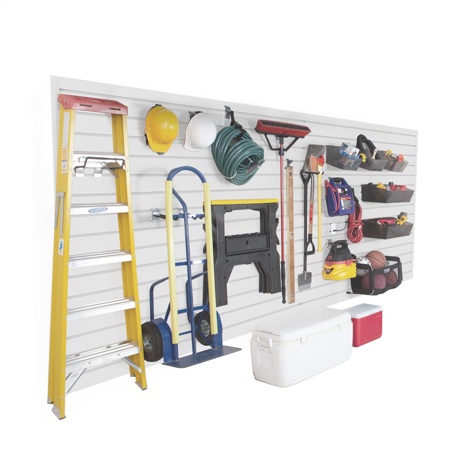 8 X 4 Ft Slat Wall Paneling PVC White Garage Slatwall With Modular Design