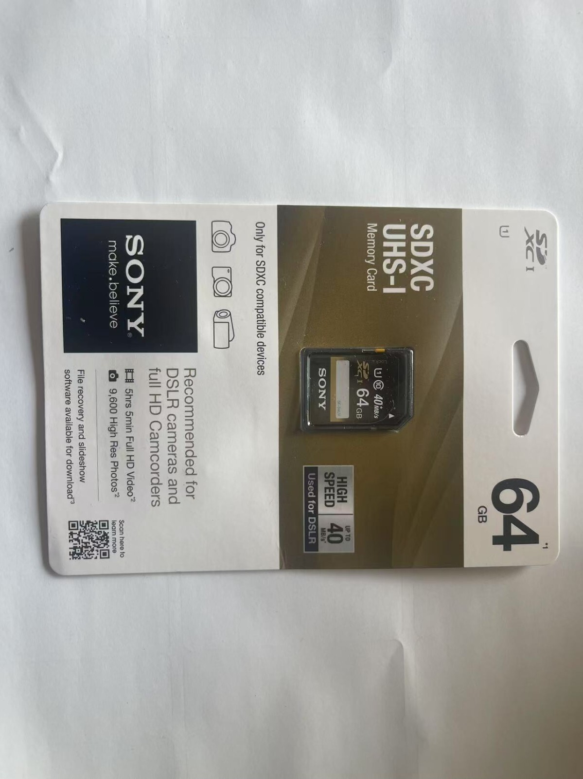 Sony 64GB SDXC UHS-I Class 10 Camera Memory Card SF64UY/TQMN