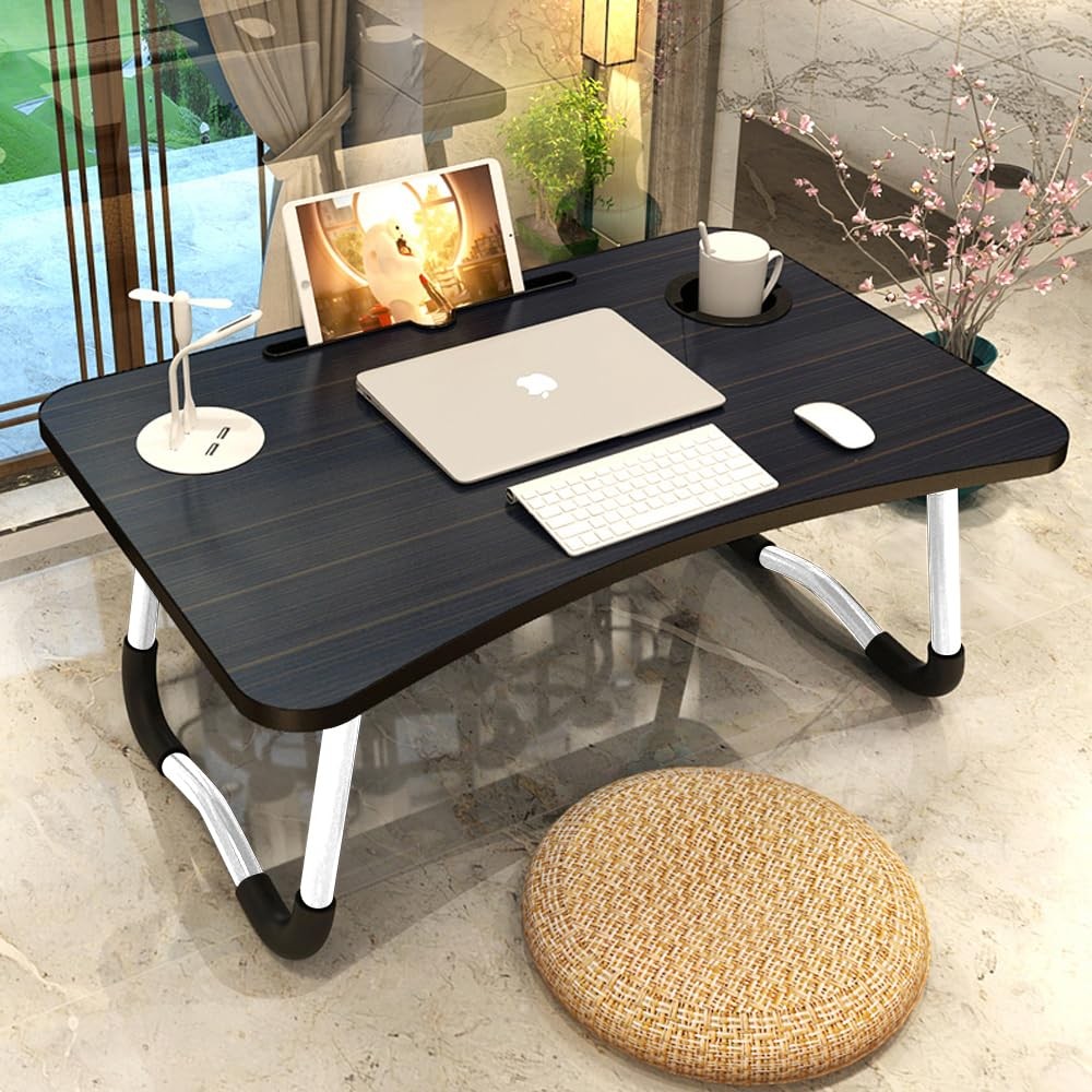Bed Table Elekin Folding Lap Desk Laptop with Large, Black&white