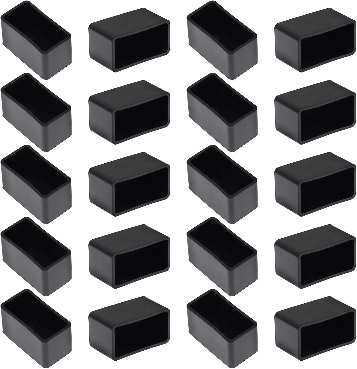 20Pcs Rectangle Rubber Furniture Leg Caps (3/4" x 1-1/2"), Vinyl Flexible Chair
