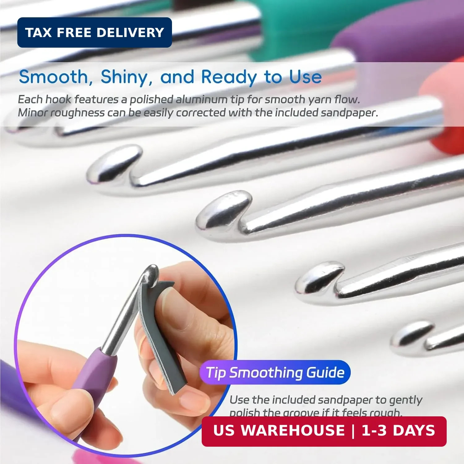 9PCS Ergonomic Crochet Hooks Set by Flickzo - Aluminum Crochet Hook Set with Sof