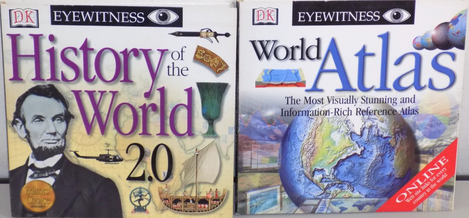 HISTORY OF THE WORLD & WORLD ATLAS PC CD ROM LOT DK EYEWITNESS (WINDOWS 95/98)
