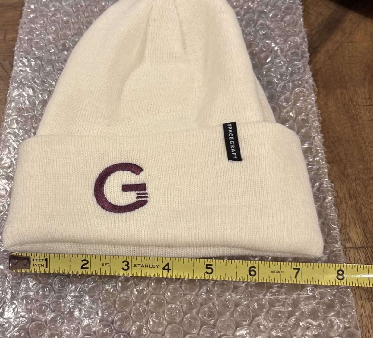 Spacecraft Knit Winter Beanie Hat Off White * Monogrammed w/ Letter G * NEW