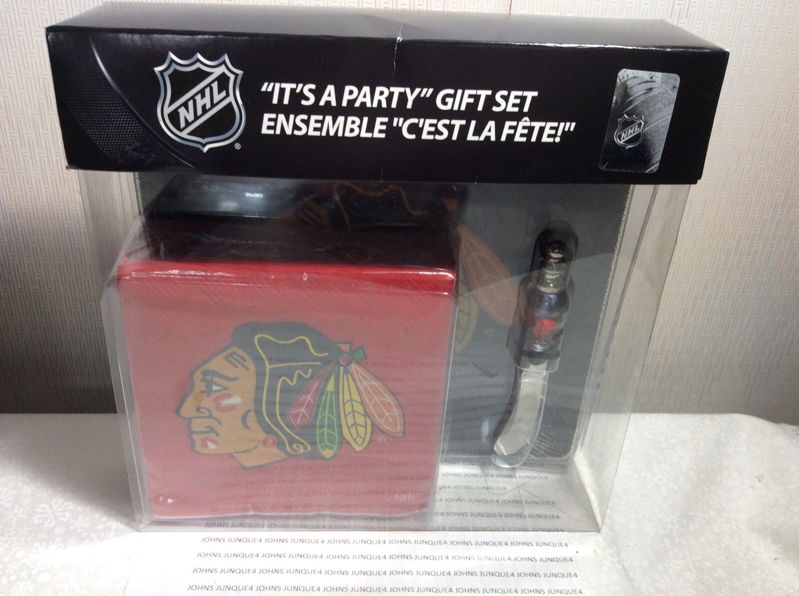 CHICAGO BLACKHAWKS IT’S A PARTY GIFT SET New w/box Napkins-Spreader-Server 3pcs