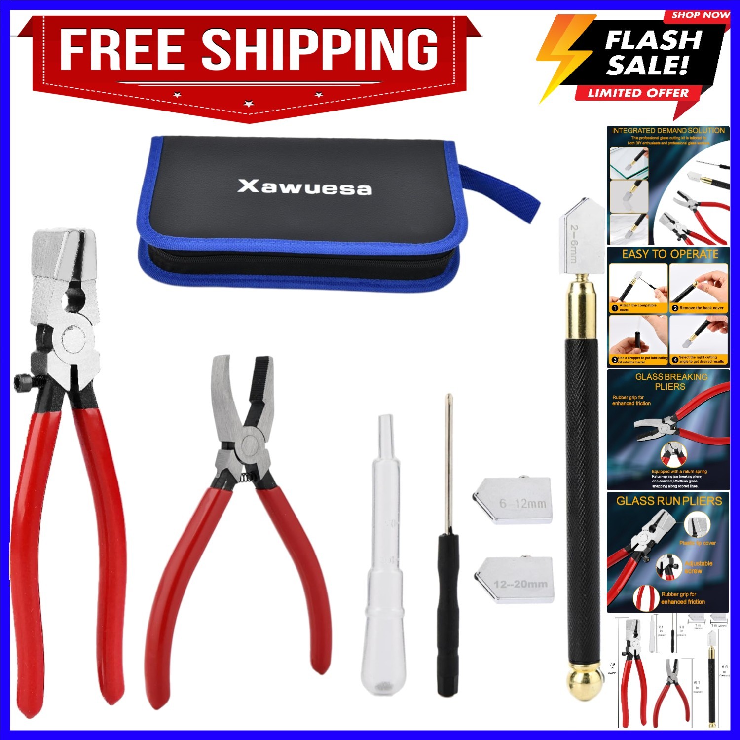 Upgrade Heavy Duty Glass Cutter Kit 2-20MM - Precision Running Breaking Plier...
