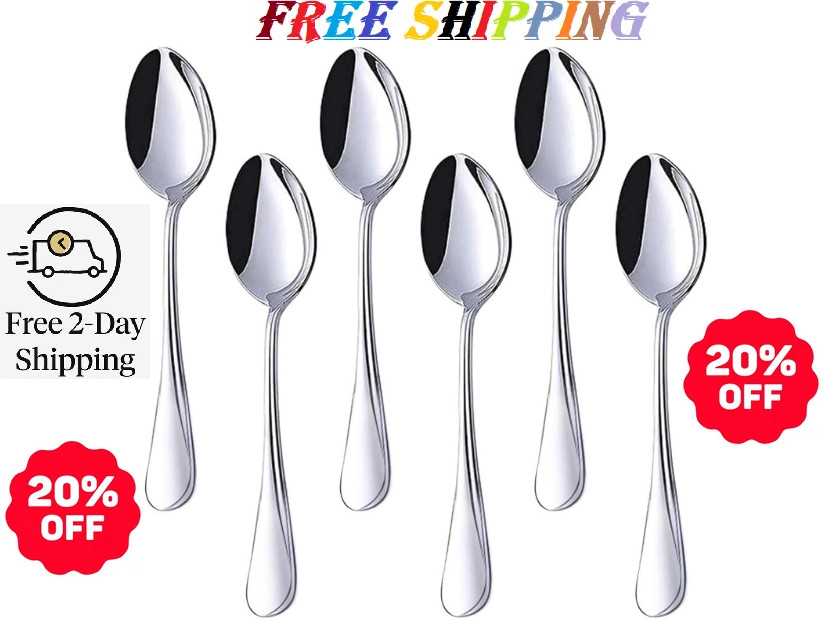 Set of 6 Tea Spoons - Genuine Stainless Steel - Brand New - Free Shipping