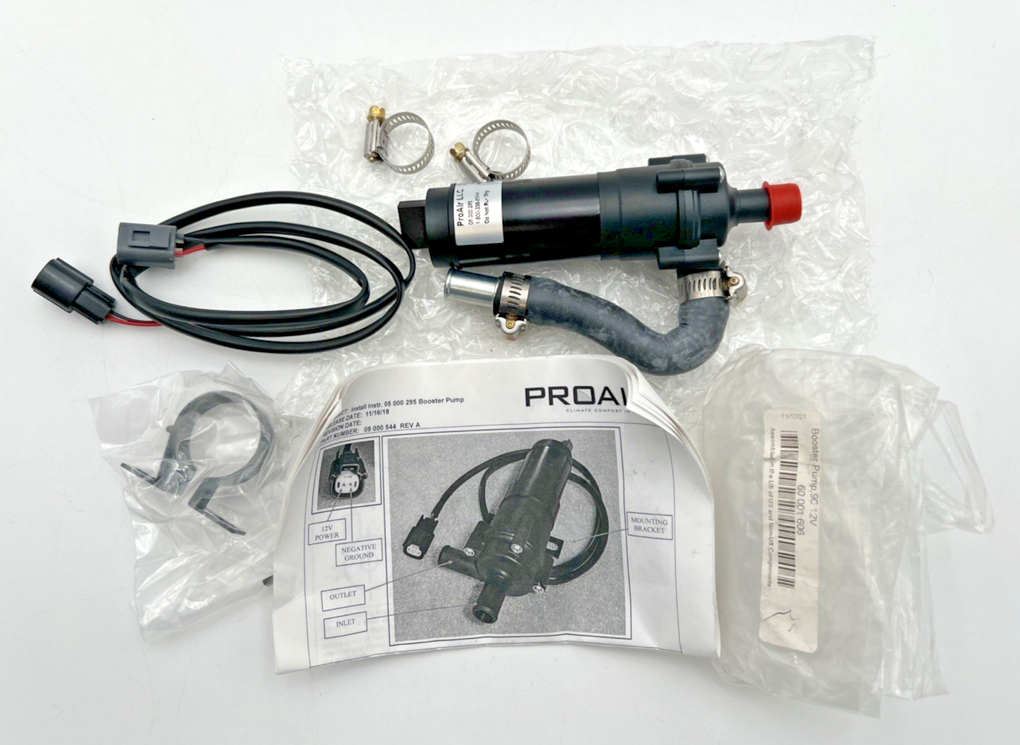 PROAIR 05-000-295 12V BOOSTER PUMP KIT WITH WIRE HARNESS, BRACKET, INSTRUCTIONS