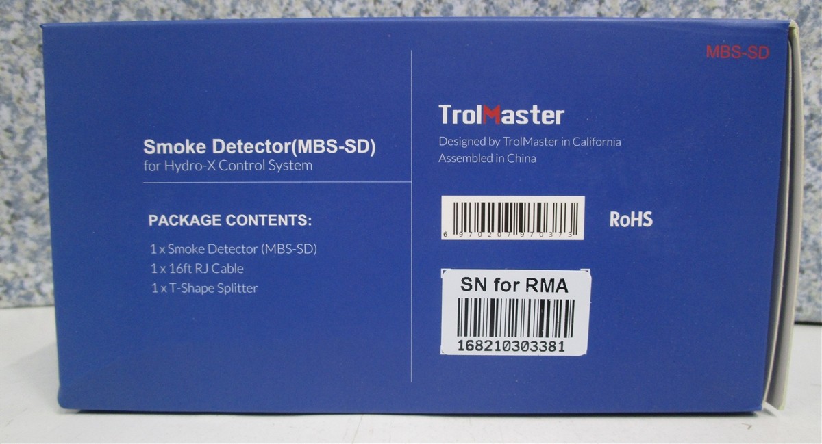 TROLMASTER MBS-SD Smoke Detector for Hydro-X Control System NEW