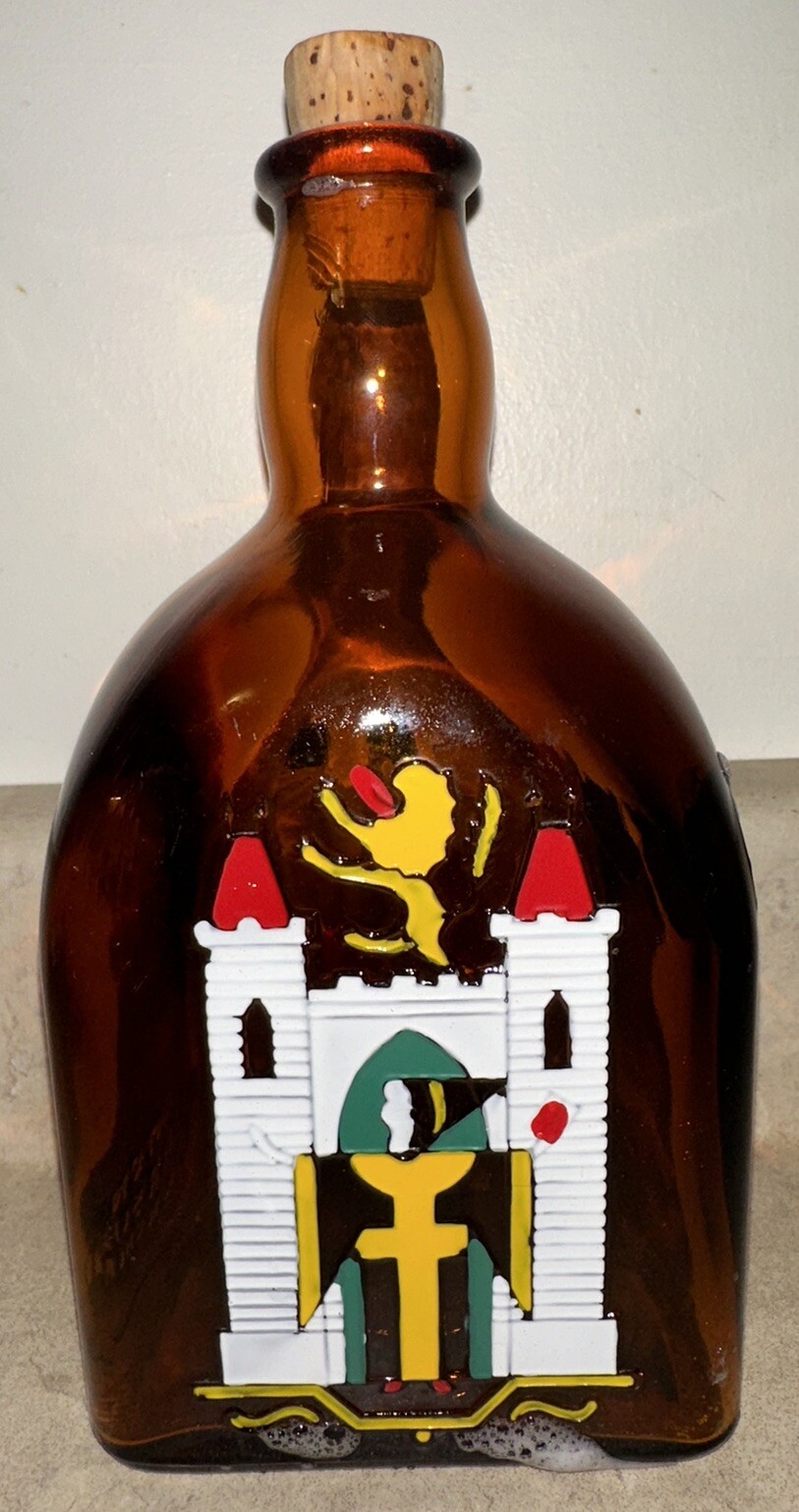 GERMAN ANTON RIEMERSCHMID Embossed Enameled Empty Goldvasser Collectible Bottle