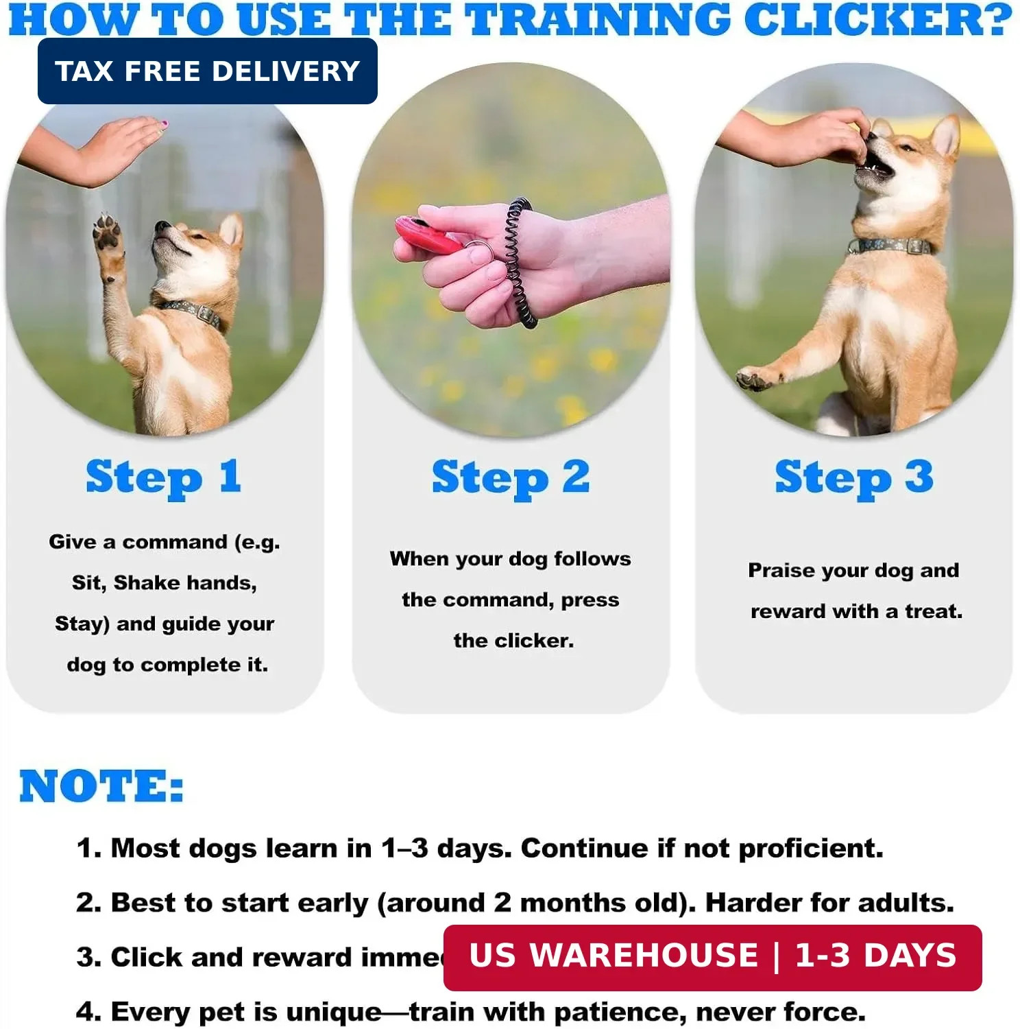 Dog Clicker for Training with Wrist Strap, Dog Clicker Trainer Tools | Training