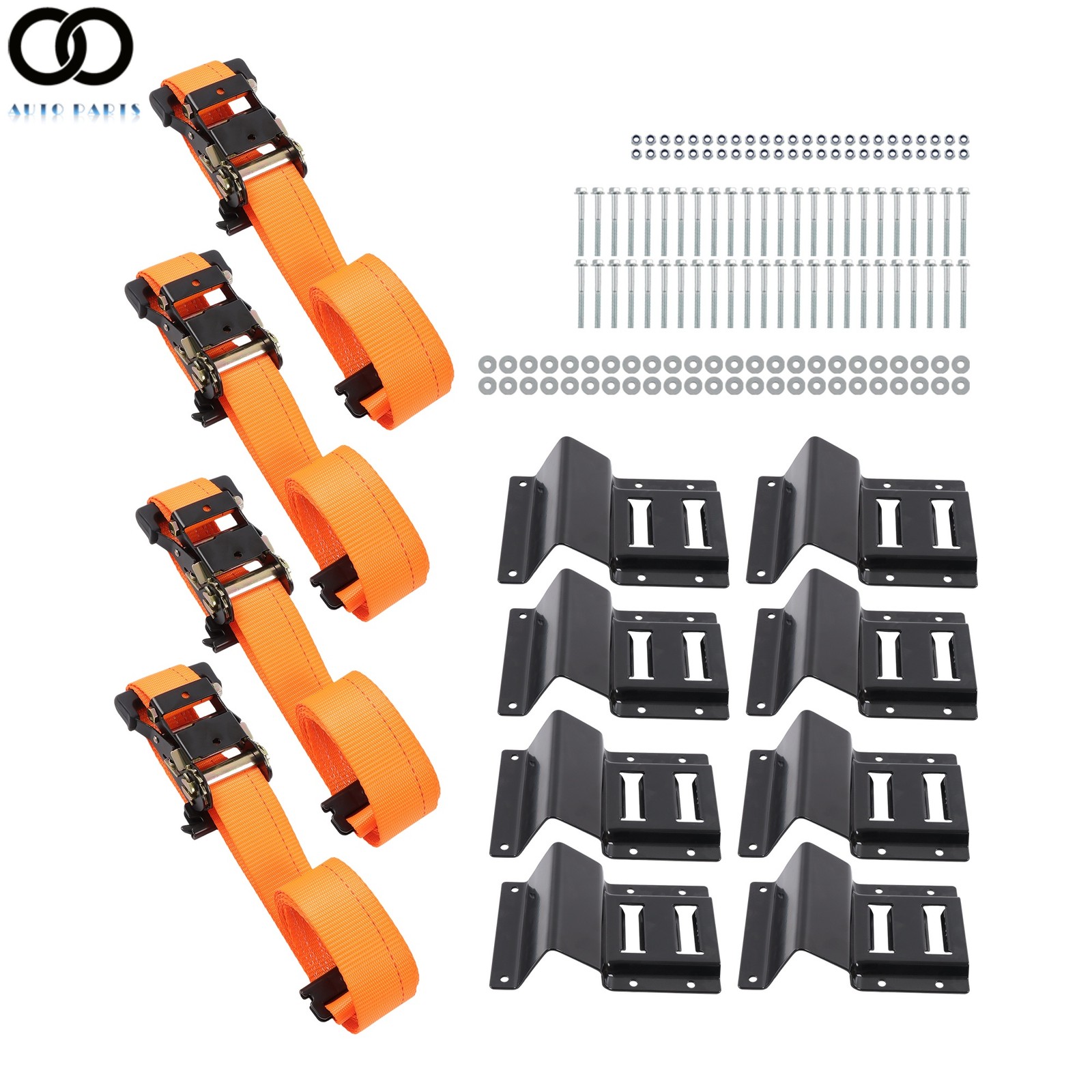 2 Pack Wheel Chock Tie Down Strap Kit For Trailer ATV 9' Ratchet Strap Durable