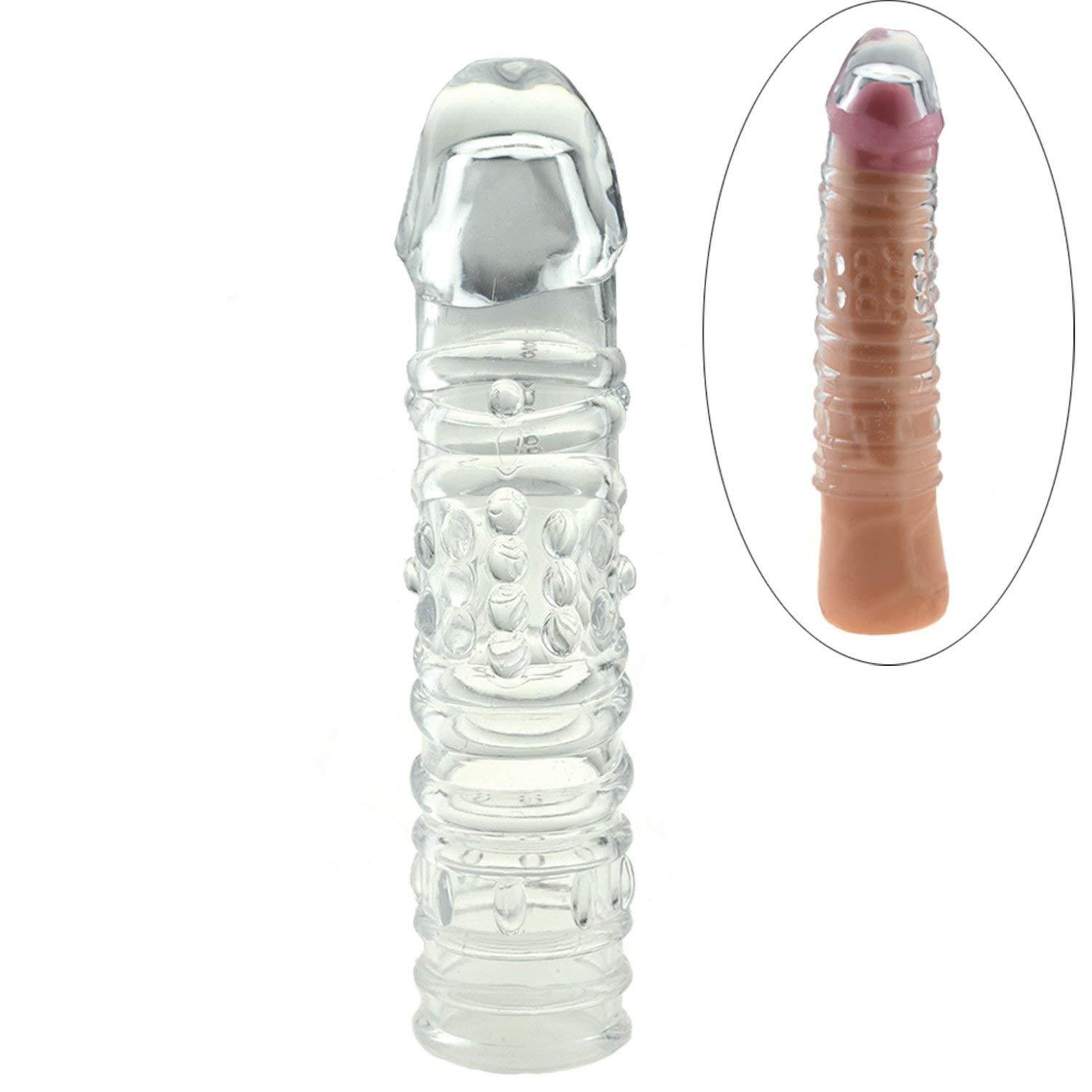 Reusable Extender Enlarger Penis Cover Cock Ring Dildo Sheath Male Adult Sex Toy