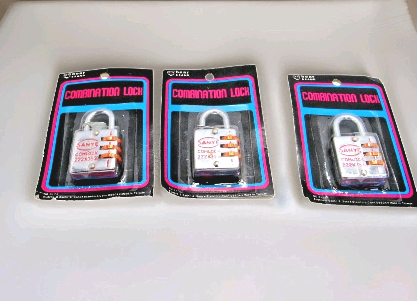Lot Of 3 New LOCKS Vintage Locker Combination Lock Bear Brand retro  Sanye -A12