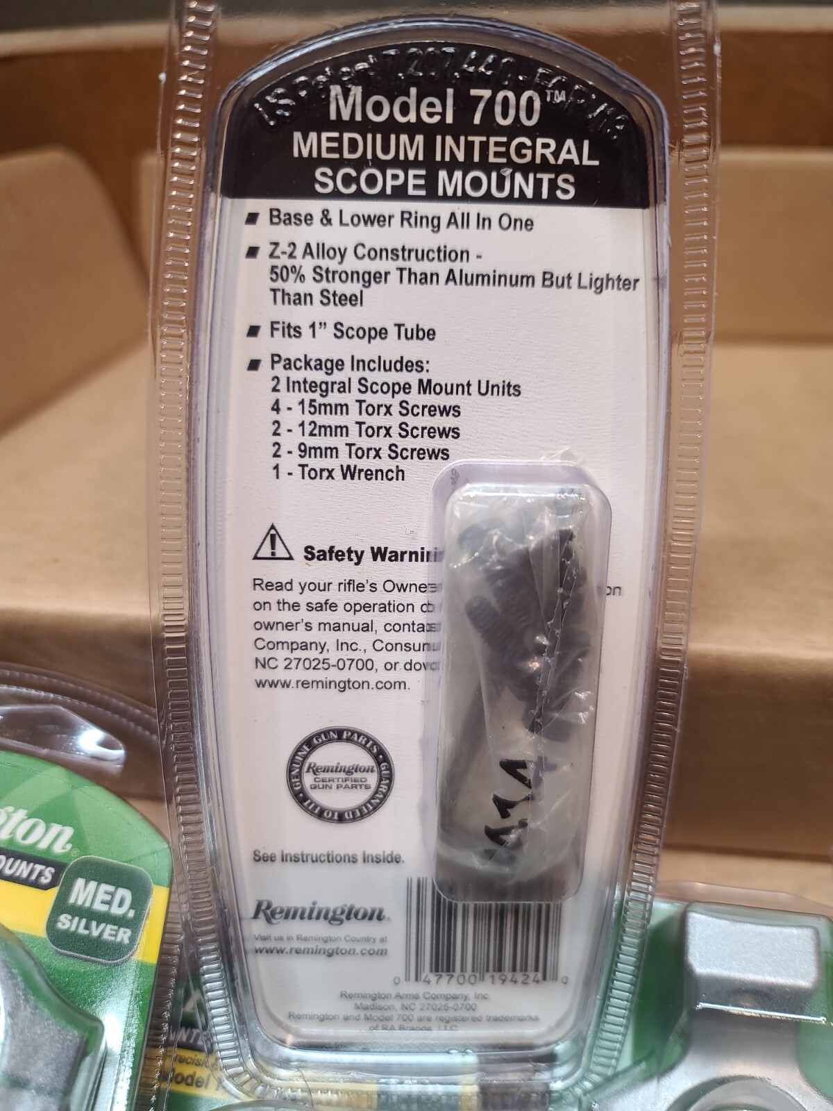 Remington 700 Integral Scope Ring Mounts Medium Silver 19424 1" NEW IN PACKAGE