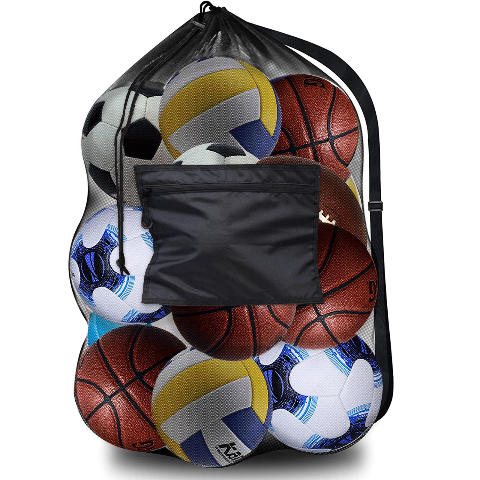 Rudmox Extra Large Mesh Ball Bag Drawstring Bags Sports Soccer Ball Bag Holding
