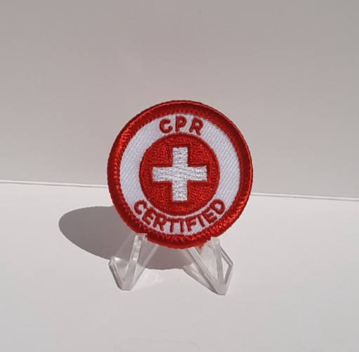 CPR Certified Patch/Badge 1.5" White & Red Sew-On