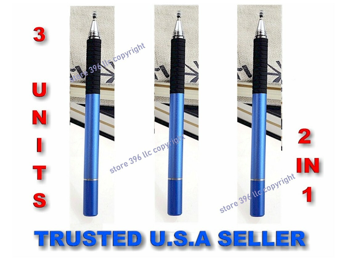 3x Stylus Pen 2 in 1 Fine Point & Mesh Tip for Touch Screen Tablet PC smartphone