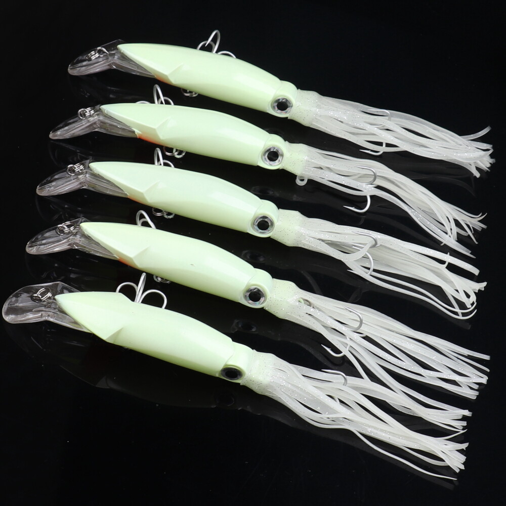 5pcs Hard Luminous Fishing Lure Fish Bait 40g Squid For Tuna Sea Fishing