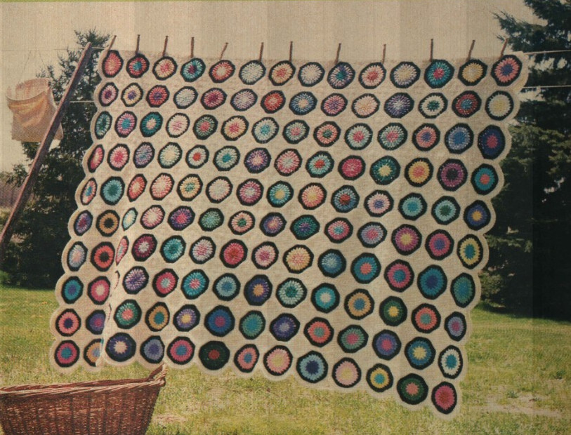 WAGON WHEEL QUILT AFGHAN HOME DECOR CROCHET PATTERN INSTRUCTIONS