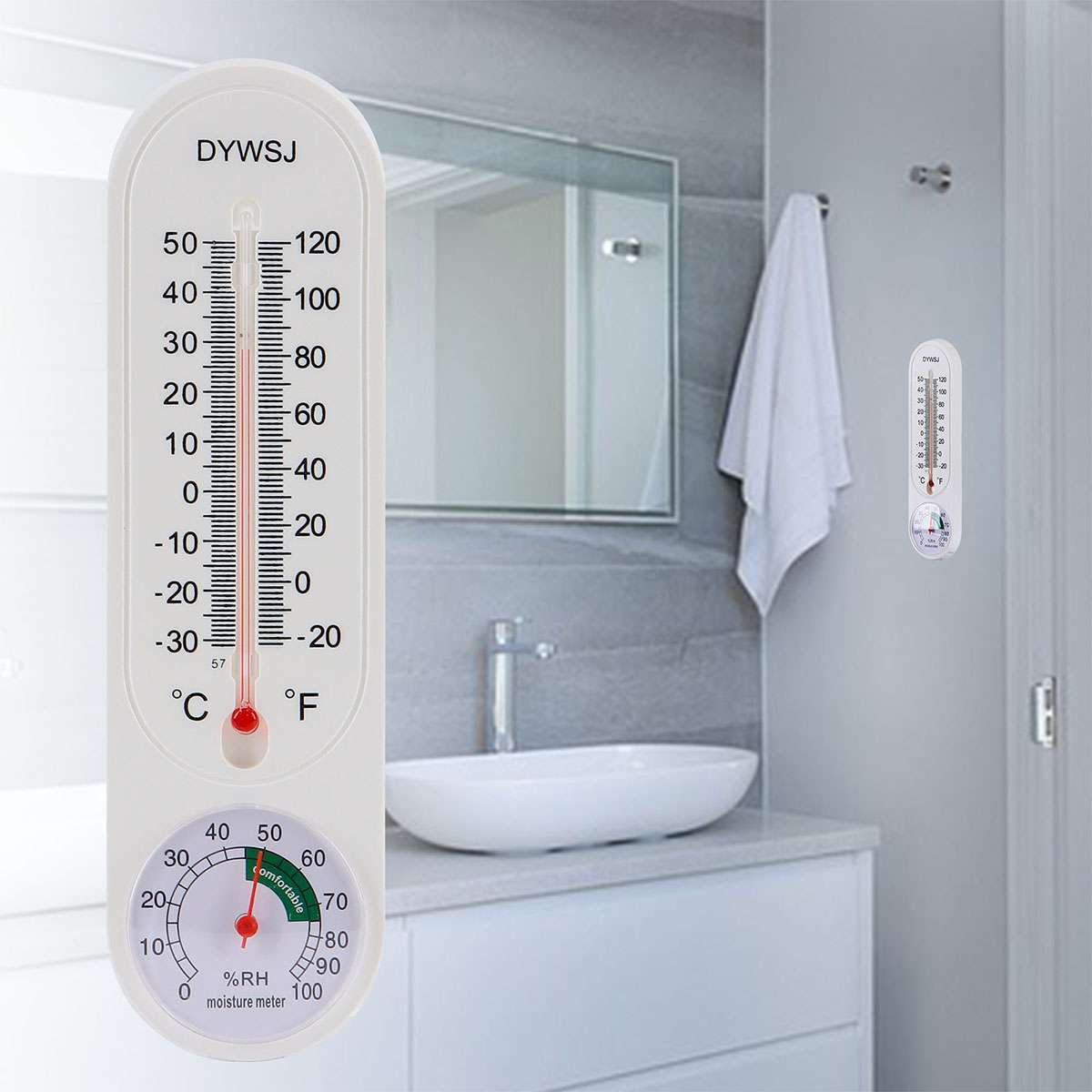 4PCS Wall-Mount Thermometer Indoor Outdoor Garden Greenhouse Home Humidity Meter