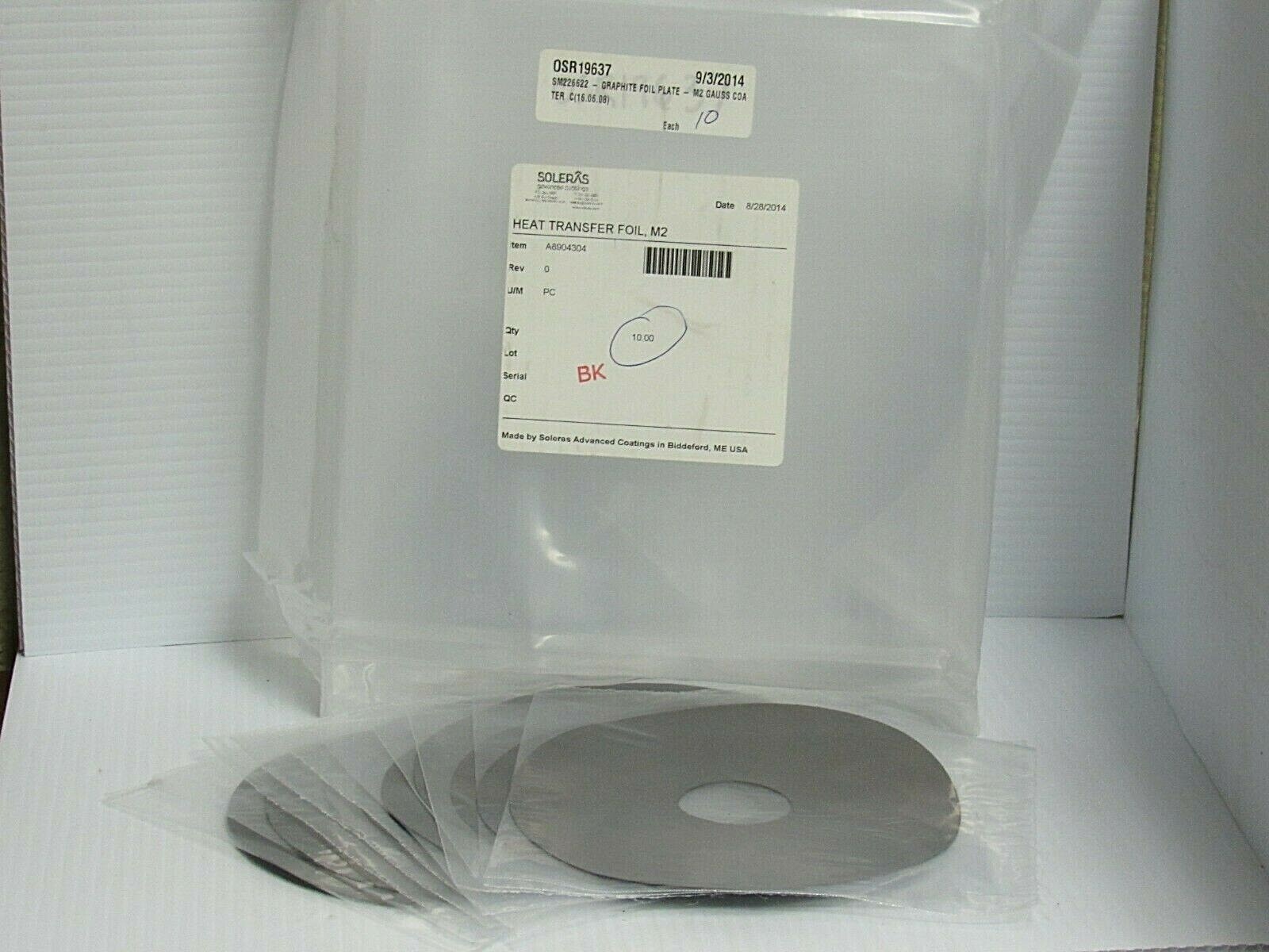 NEW LOT OF 10 SOLERAS HEAT TRANSFER GRAPHITE FOIL PLATE M2 A8904304 SM226622