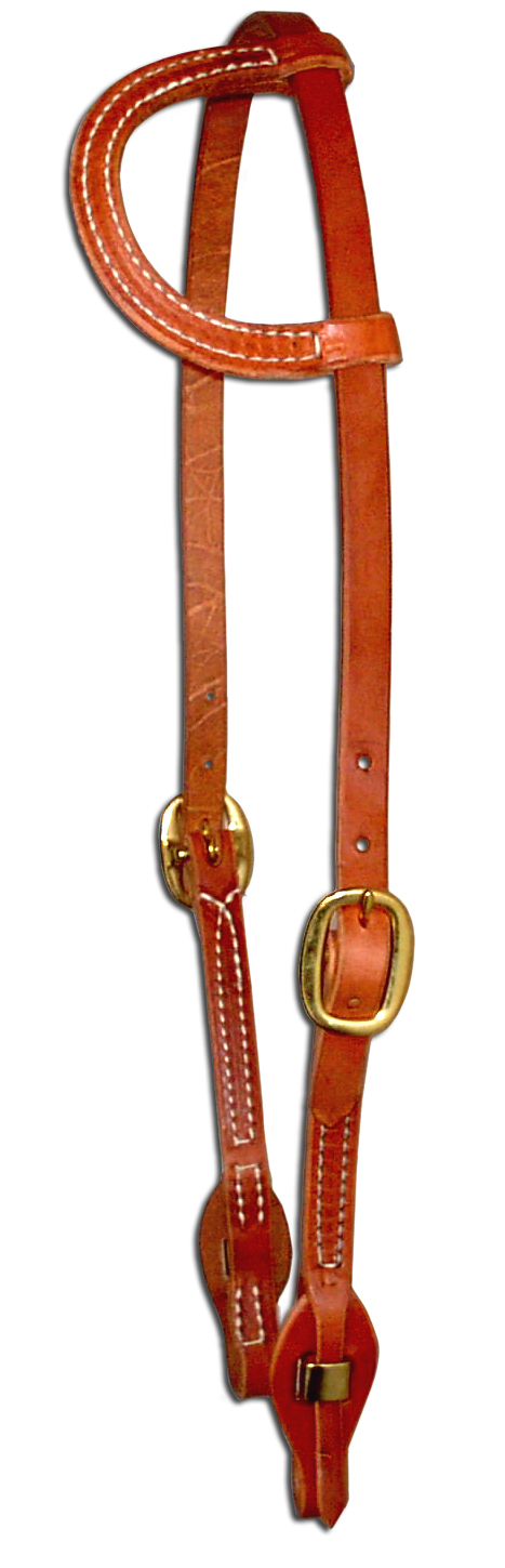 Harness leather sliding one ear bridle headstall quick change  cowboy USA H154