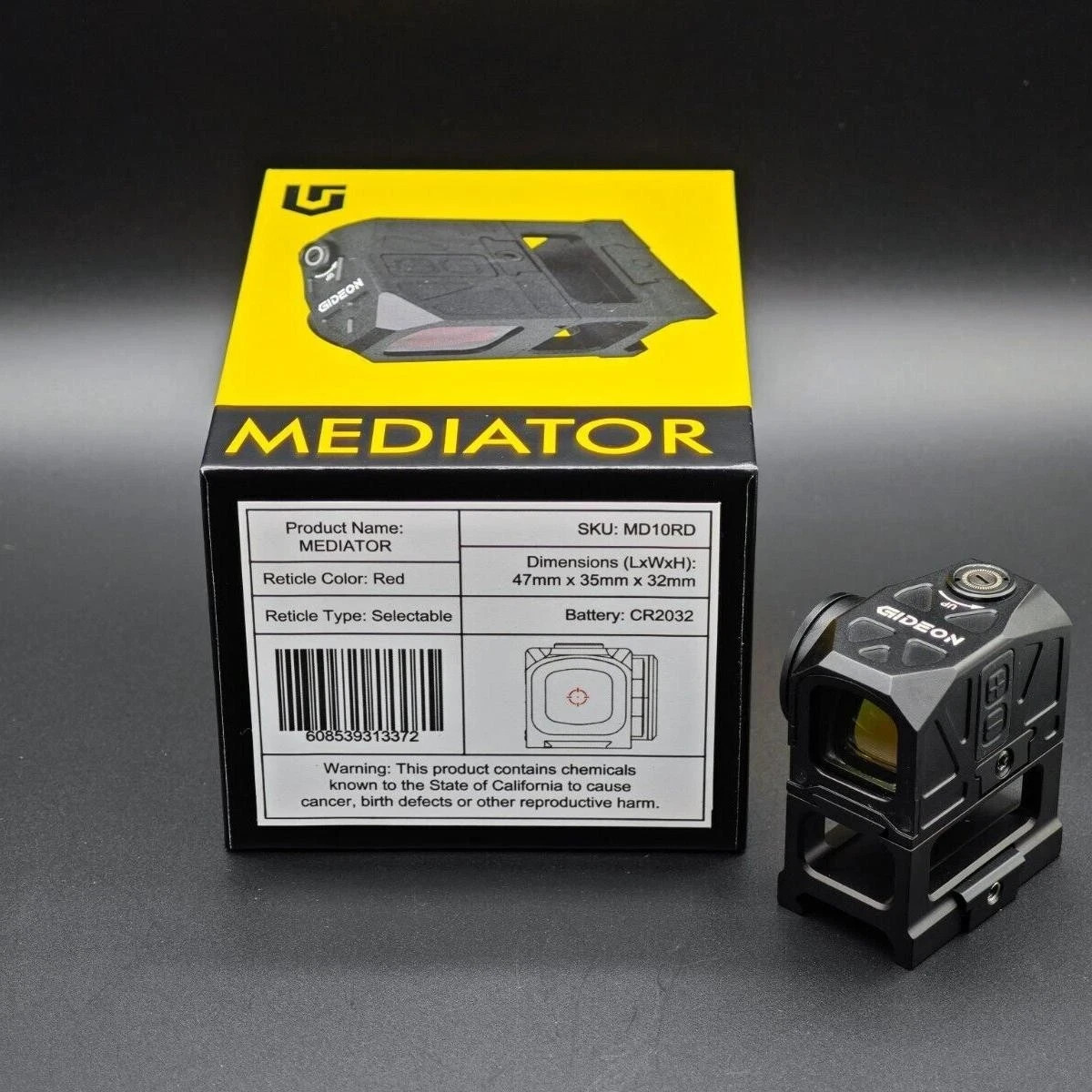 Gideon Optics Mediator Red Dot Multi-Reticle Sight 1x16mm 3 MOA Closed Emitter