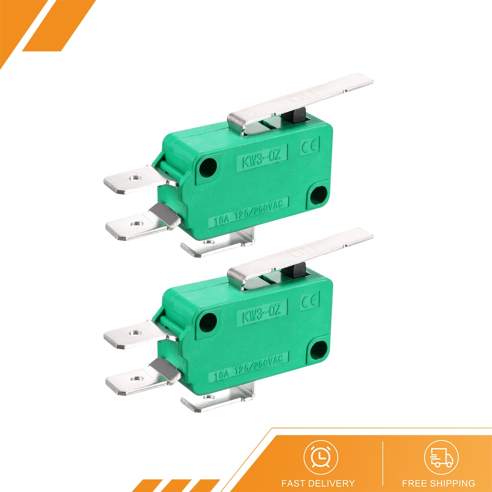 2PCS KW3-OZ 16A 125/250VAC SPDT NO NC Hinge Lever Type Micro Limit Switch