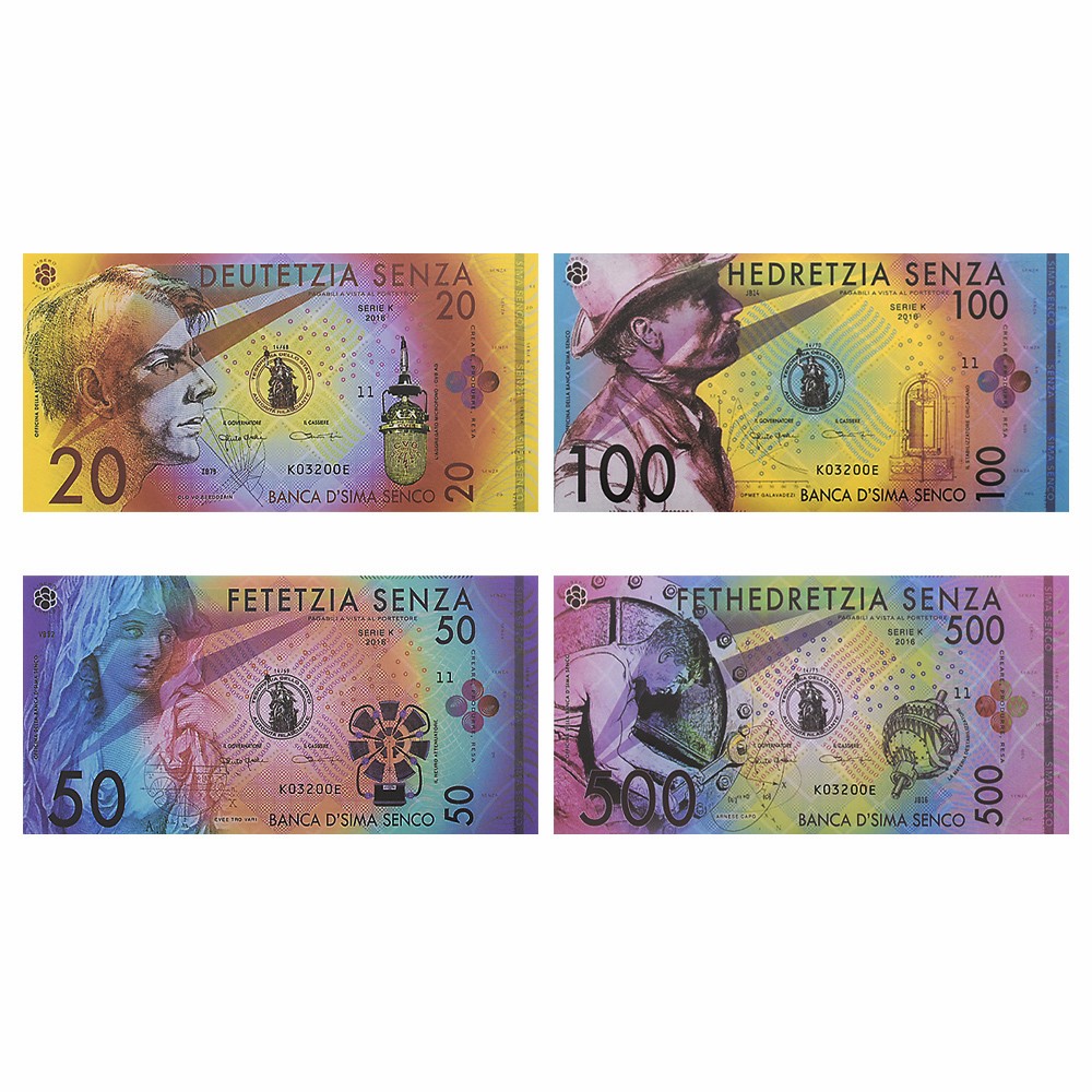 Senza Island Banknotes Set 4pcs - Collectible Art Money 20,50,100,500 Banknote