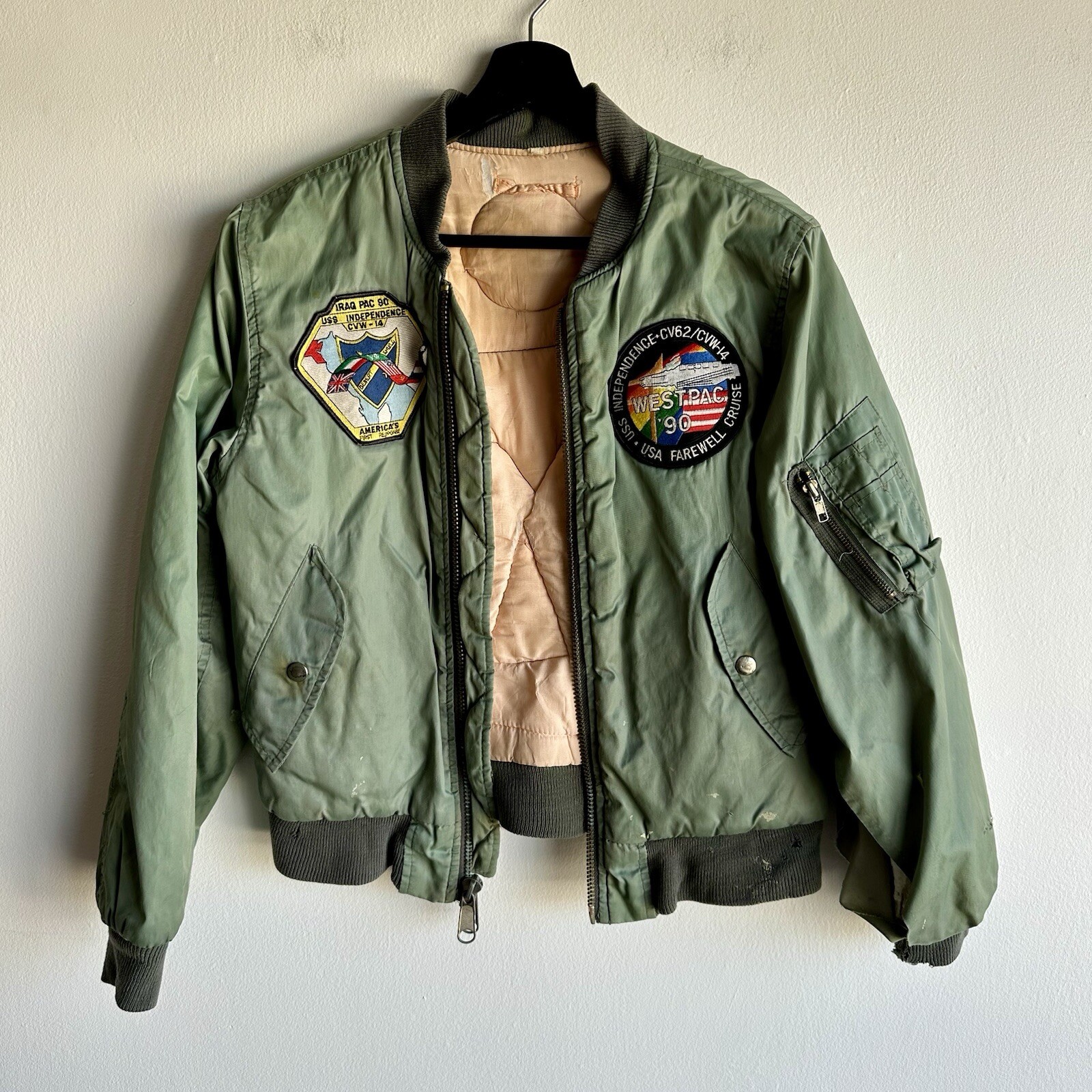 Desert Storm Patched Souvenir Flight Jacket Pilot Original Nylon