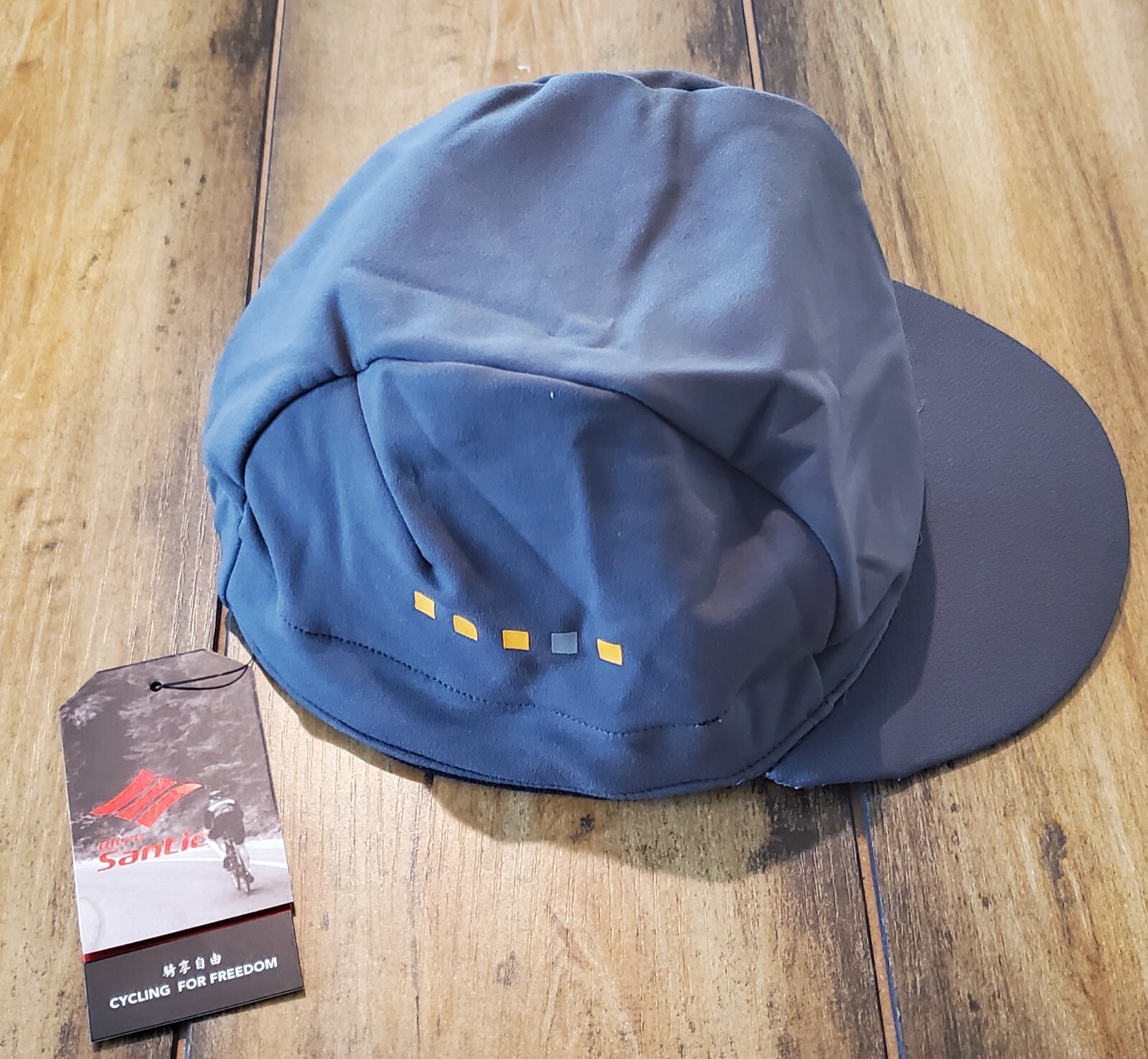Santic Fleece Helmet Liner Cap Breathable Absorbent Gray/Green One Size NWT