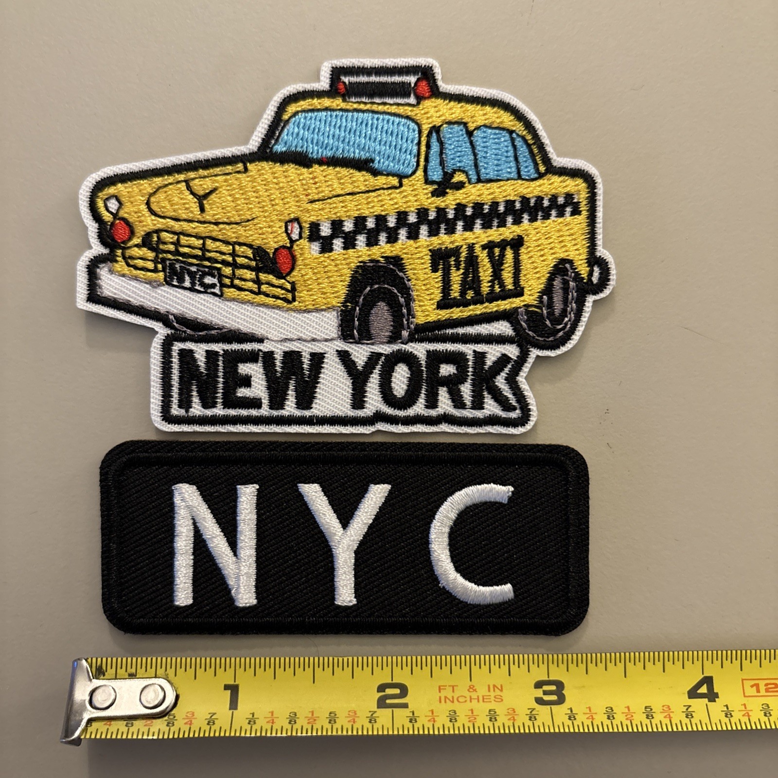 2 Pc New York City Taxi (Iron on Patch) NYC The Big Apple Travel Car Art