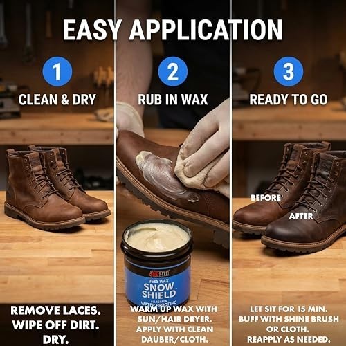 Snow Shield Waterproof Beeswax - Original Formula - Leather Protector - 6 oz