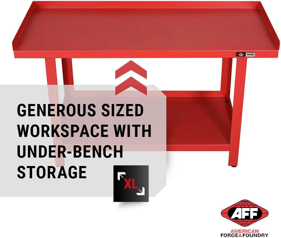 3990 Heavy-Duty Workbench, 61"" X 25"", 1,300 Lb Capacity, Red