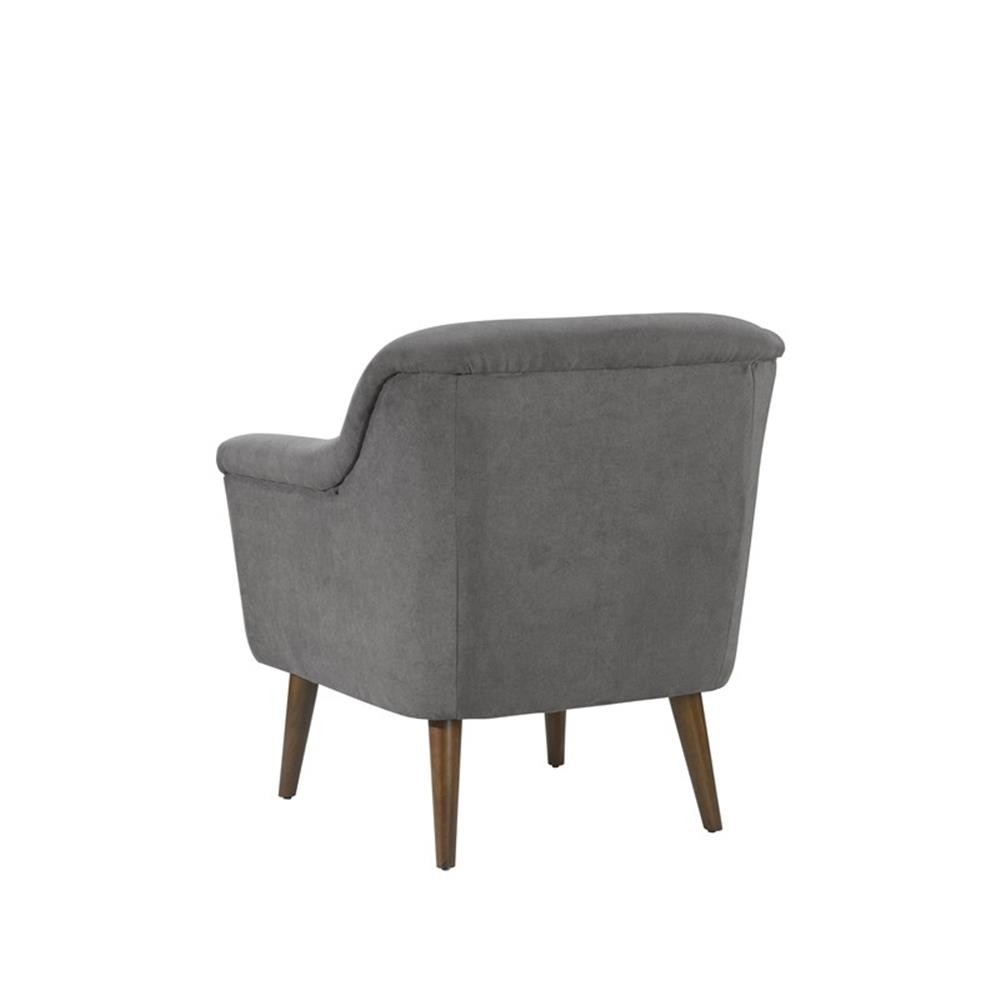 Shelby Gray Woven Fabric Oversized Armchair with Walnut Finish Wooden Legs