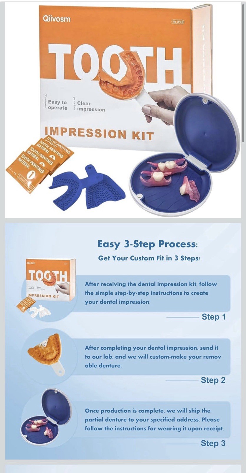 Qiivosm Denture Impressions Kit for Personalized Partial Denture Sets