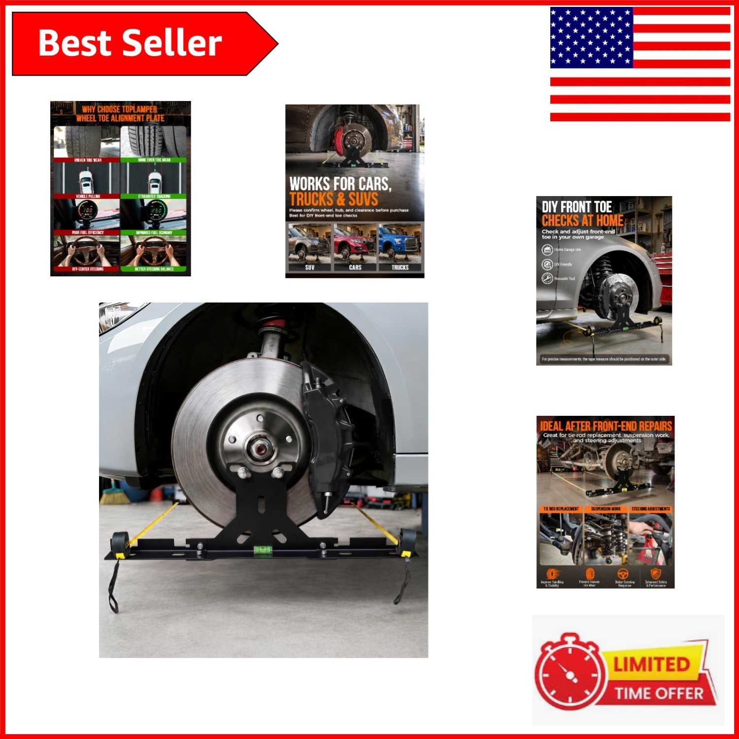 Stainless Steel Wheel Toe Alignment Tool Kit for DIY Garage Use - Compact Design