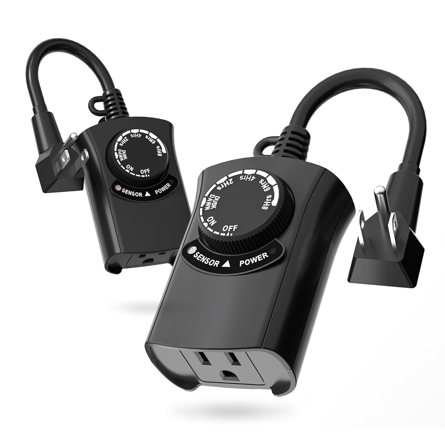 HBN 2Pcs Outdoor Light Timer Waterproof,Photocell Dusk to Dawn 2/4/6/8 Countdown