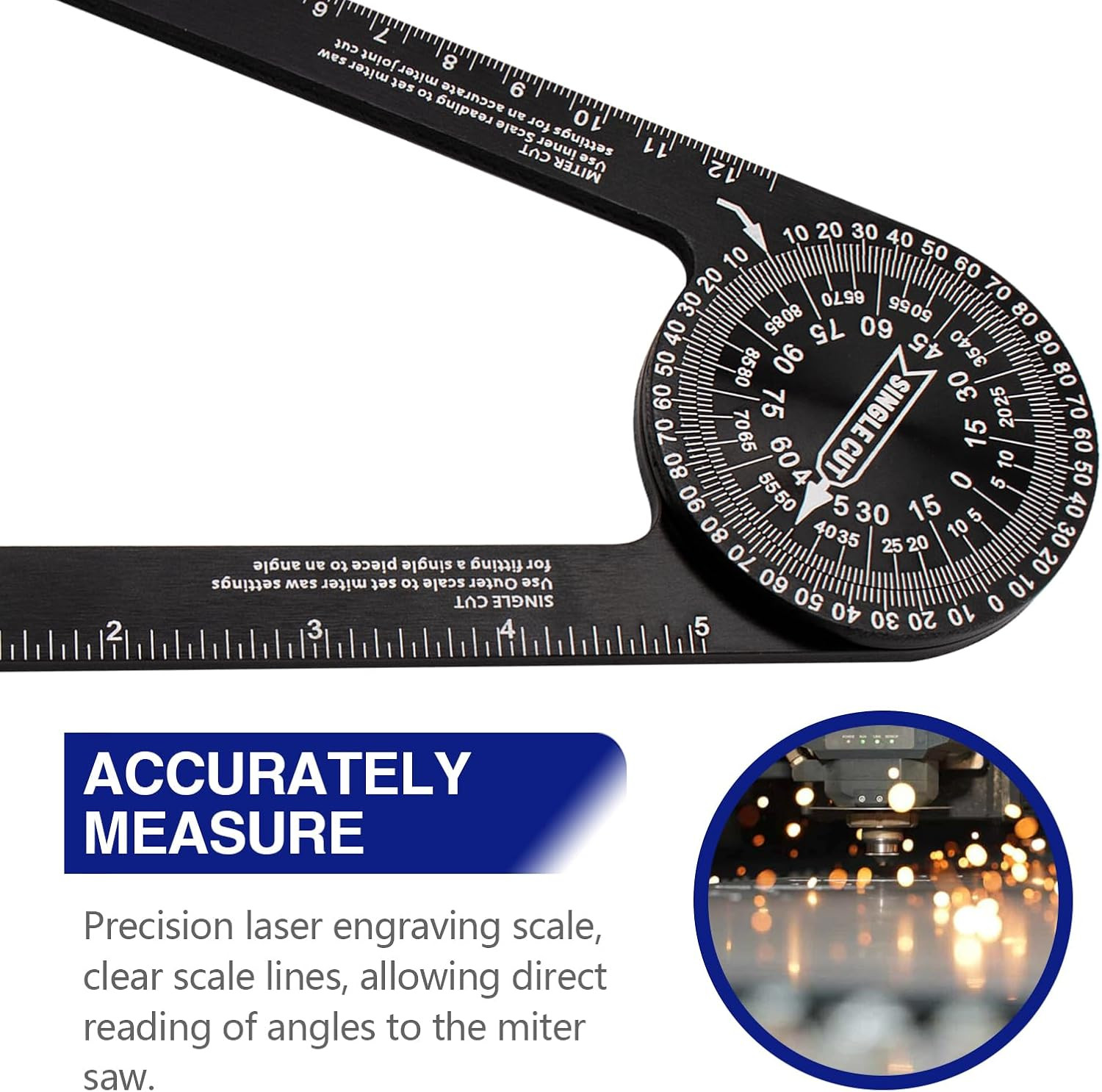 7 Inch Aluminum Miter Saw Protractor, Professional Angle Measuring Tool, Rust Pr