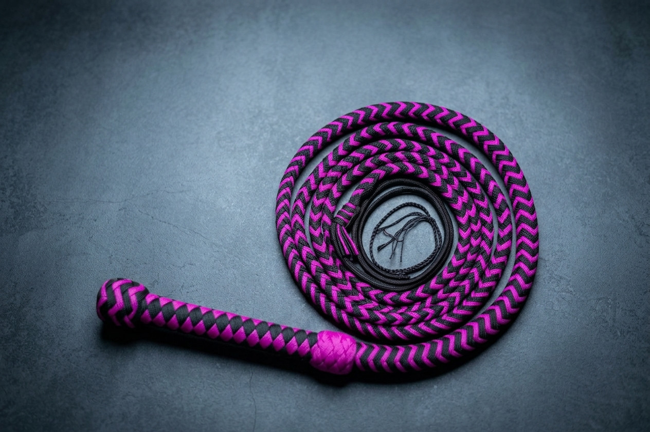 Para-cord Nylon Indiana Jones style Whip 2.5 to 16 Feet Long 16 Strands Bullwhip