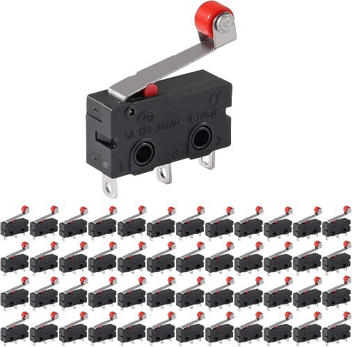 KW12 3 Micro Limit Switch 50PCS AC 250V 5A SPDT 1NO 1NC Roller Lever Arm Black