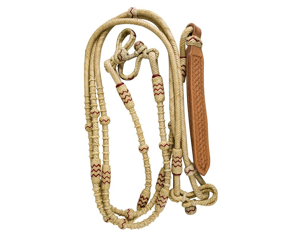 Tabelo Rein Rawhide Romel Button Loop 135 CM Natural Burgundy 4-304496