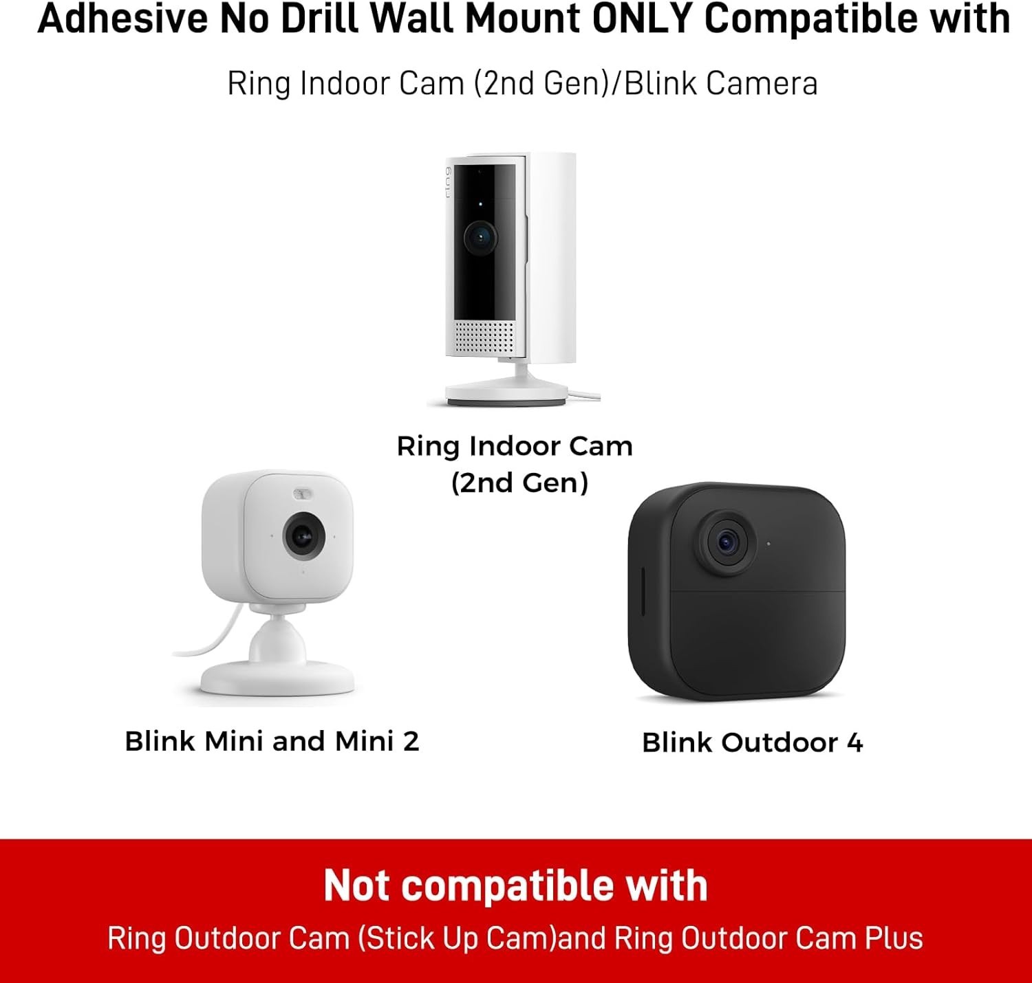 Easy Install White Adhesive Camera Bracket Set - Compatible with Ring and Blink