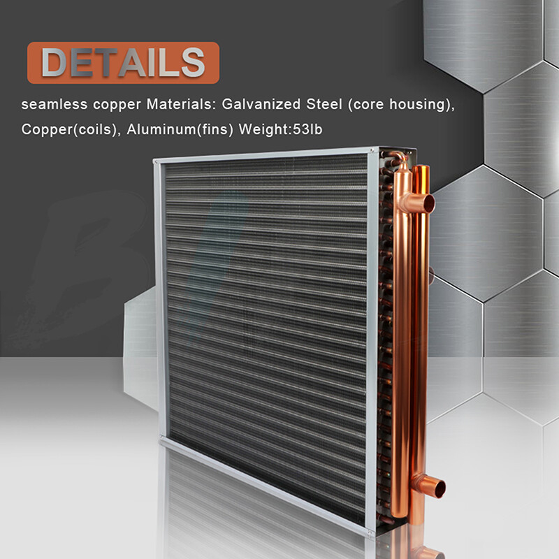 Fin Heat Exchanger Grey 24x24 Water to Air For Cooling Heating Refrigeration