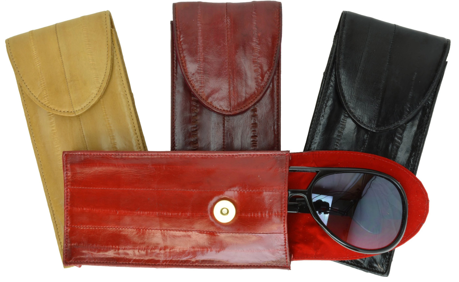 Eel Skin Leather Eyeglasses Case  Lightweight Reading Glasses Holde​r