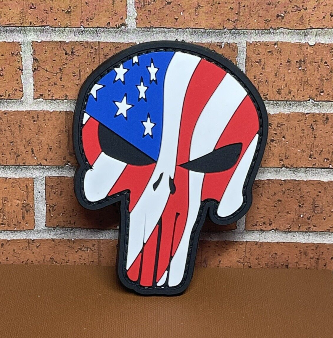 Punisher PVC Patch, Tactical Morale Gun USA Punisher Flag, Skull Hook Backed