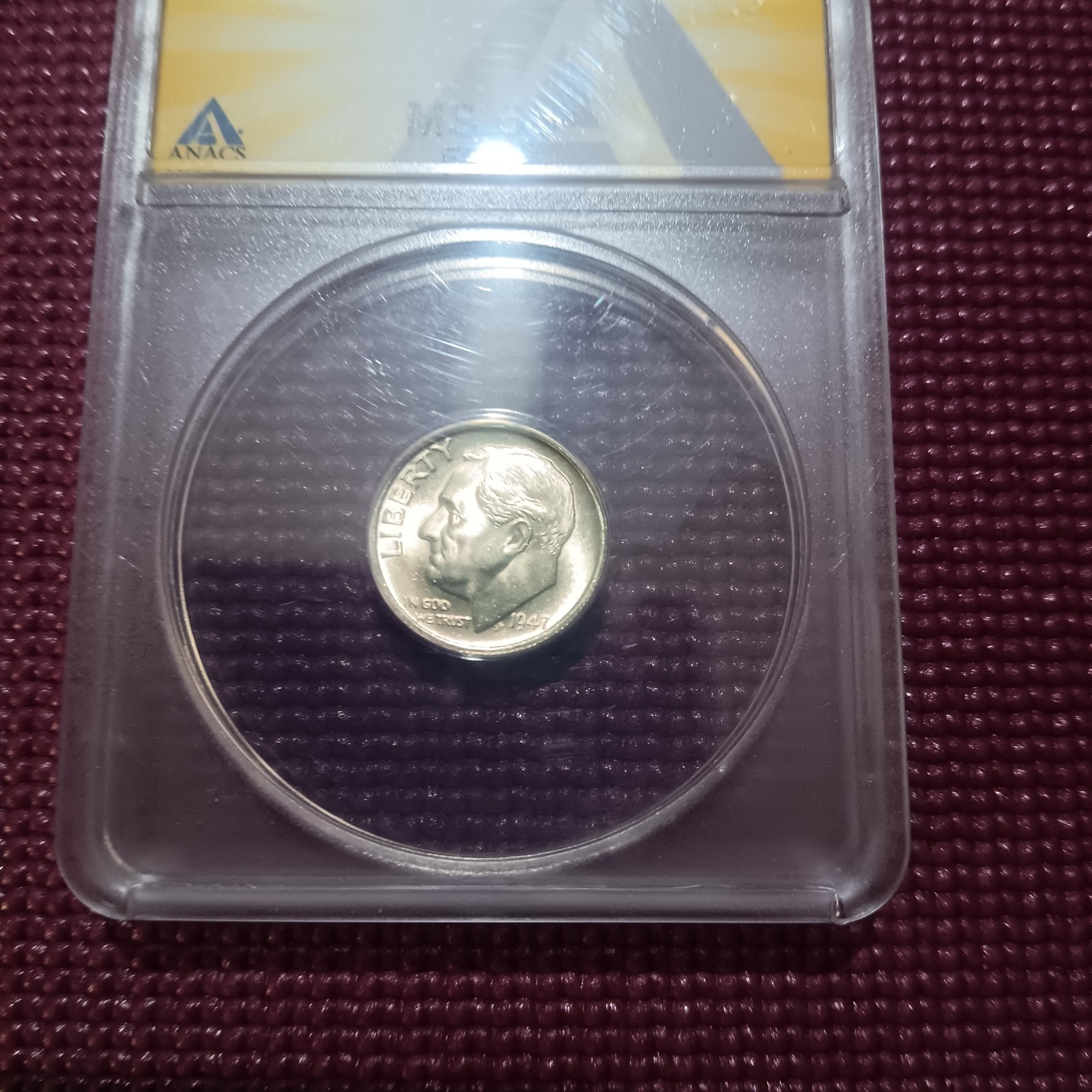 1947s 10c Silver Roosevelt Head Dime MS 66 FSB ANACS