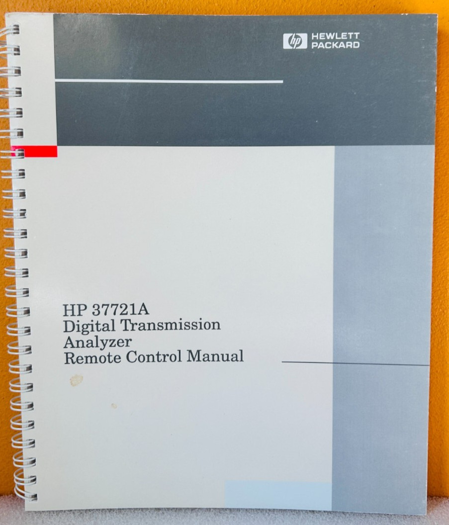 HP 37721-90006 Model 37721A Digital Transmission Analyzer Remote Control Manual